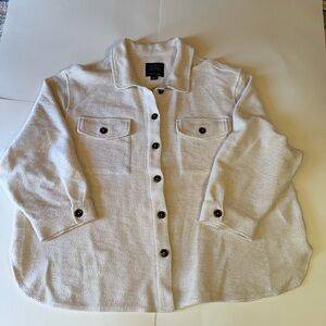 Anthropologie Cream Textured Shirt Jacket
